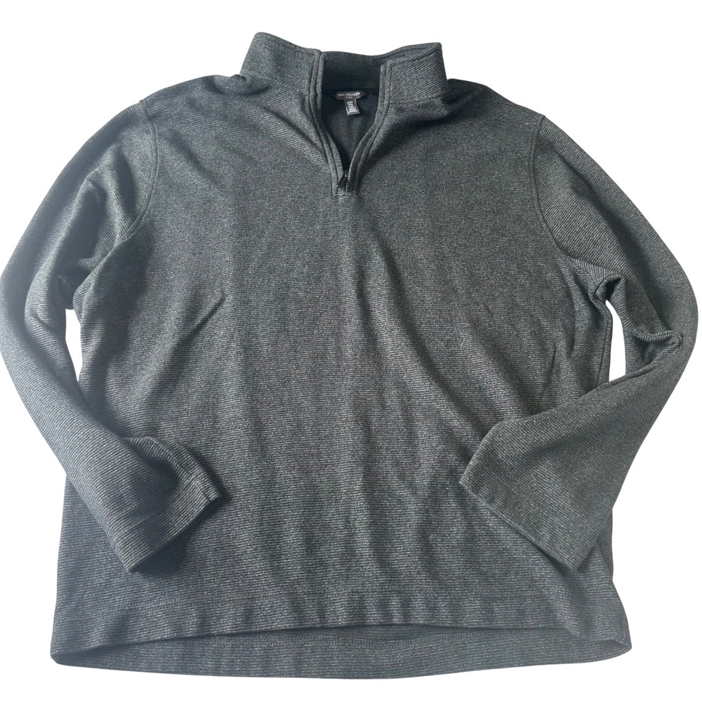 Van Heusen Flex Mens 2XLT Gray Textured Quarter Zip Pullover Sweater 50W7003